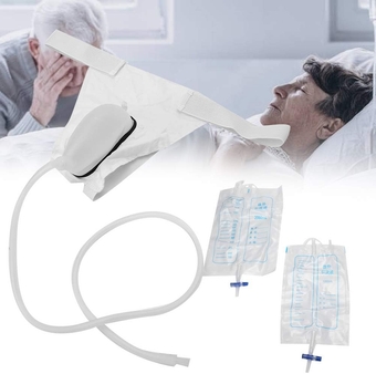 Portable Urinal, Silicone Urine Collector with Urine Catheter Bags, External Catheter for Men Male Catheter Men Urine Bag, Ventilate Urine Collector Travel Incontinence Bags with Elastic Waistband