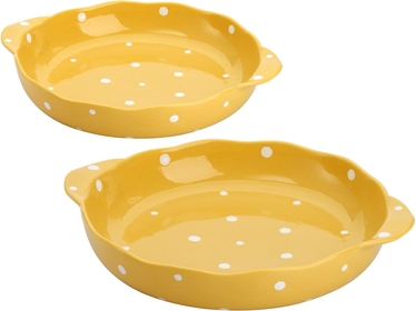 Set of 2 Ceramic Pie Pan for Baking, 9 Inches Pie Plate with Handle, 42 Ounce Deep Dish Pie Pan, Round Baking Dish for Apple Pie, Pumpkin Pie, Yellow