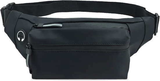 Large Crossbody Fanny Packs for Men Women Running Travel Belt Fashionable Waist Pack Zipper, Money Belt Phone Holder Water Resistant Waist for Yoga Gym, Jogging Workout, Fitness Exercise (Black)