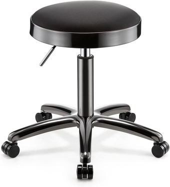 Round Rolling Stool with Wheels for Tattoo Massage Salon Lab Spa Center Painting Nail Art Hair Teaching, Modern Industrial Metal Style Swivel Chair,Black