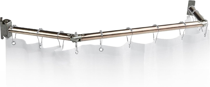 EXT-3542S Extend-A-Shower RV Rod - Hinged Design for 35" to 40" Openings Flexible, Spacious, and Durable Shower Curtain Rod - Folding Mechanism for Compact Storage - Satin