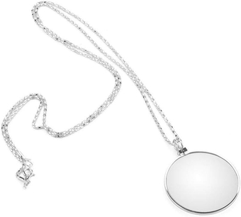 Jewelry Hanging Magnifier, Portable 5X Magnifier Monocle Lens with Hanging Necklace for Reading Crafts Needlework Jewelry Hobbies (Silver)