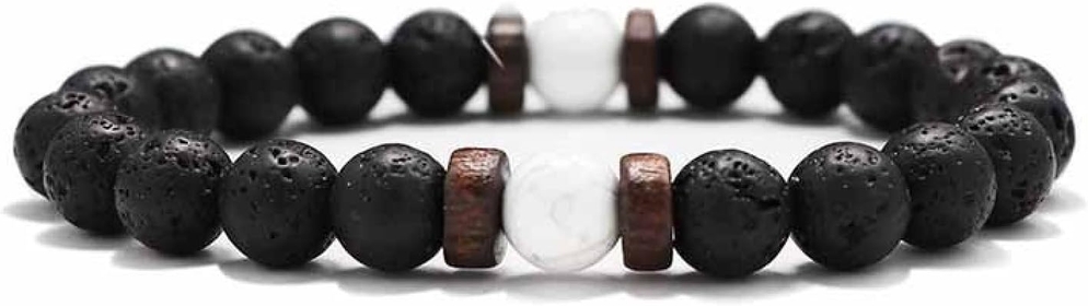 Mens Lava Rock Bracelet for Women Aromatherapy Anxiety Essential Oil Diffuser Volcanic Stone Bead Bangle for Men and Women,white pine