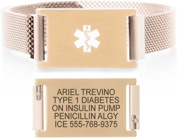Medical Alert Bracelets for Women and Men, Fully Size Adjustable, Brushed Sandstone and Silver Custom Engraved ID Plate, Easy On and Off Magnetic Closure, Free Engraving, 1 Year Free Warranty,   Medical ID