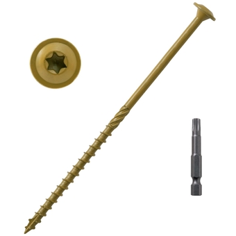Construction Lag Screws #14 x 6 Inch, 50 PCS Exterior Structural Lag Screw 6 Inch with Modified Truss Washer Head, Heavy Duty Bronze Coated Construction Wood Screw, Star Drive with Bit