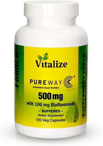 PUREWAY-C 500 MG BUFFERED | Vitamin C Supplement | Supports Wound Healing and Immune System | Ascorbic Acid Vitamin C | Efficient Cellular Absorption | Each Bottle Contains 120 Veg Tablets