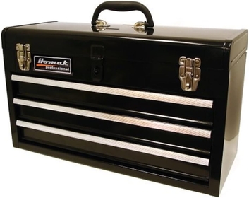 Homak 3 Drawer Ball Bearing Toolbox Chest, Black, 20 Inches