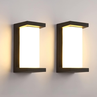 2 Pack Outdoor Wall Lights,1200LM 3000K Warm White Modern Wall Light Fixtures Aluminum LED Porch & Patio Lights Outdoor Wall Lamp for Hallway Garden Backyard Stairs