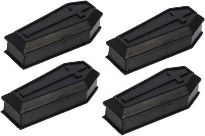 4pcs Boxes Coffin Model Halloween Coffin Ornament Decorative Coffin Ring Coffin Halloween Prop Small Haunted House Decoration Coffin Decoration Cake Ornament Pvc Mini Plastic Fake
