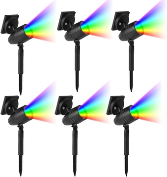 Colored Solar Spot Lights Outdoor Color Changing Solar Outdoor Lights Waterproof Solar Landscape Spotlights Adjustable Solar Power Uplight 7 Colors Auto On/Off for Garden Yard Patio Porch(6 Pack