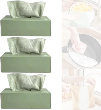 Thickened Magic Wipe Home Kitchen Car Multi-Functional Cleaning Rag,Glass Cleaning Cloth for Car Windows,Reusable,Suitable for Kitchens and Cars (Green,3 Boxes)