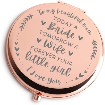 Mother of The Bride Gifts from Daughter Rose Gold Travel Compact Mirror Wedding Gift for Mom from Bride Personalized Gifts for Mom Bonus Mom New Mom Stepmom on Wedding Day Unique Gifts