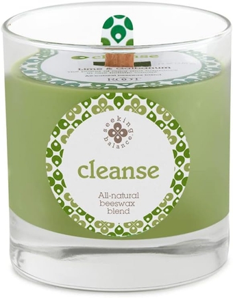 Scented Spa  Seeking Balance® Handcrafted Wood Wick Aromatherapy Candle, 5.8-Ounce, Cleanse: Lime + Galbanum