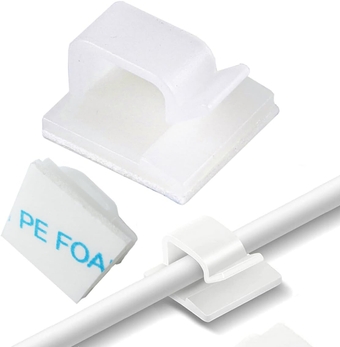 40pcs Adhesive Cable Wire Clips, Cable Clips Cord Holder for Ethernet Cable,TV Cable, LED Lights,Electric Wires, Cable Management Wire Organizer for Office,Home, (0.67inch/17mm, White)