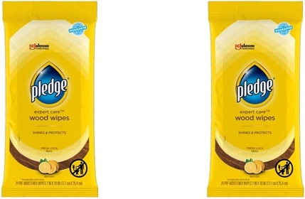 Multi-Surface Furniture Polish Wipes, Works on Wood, Granite, and Leather, Cleans and Protects, Lemon (24 Total Wipes) (Pack of 2)