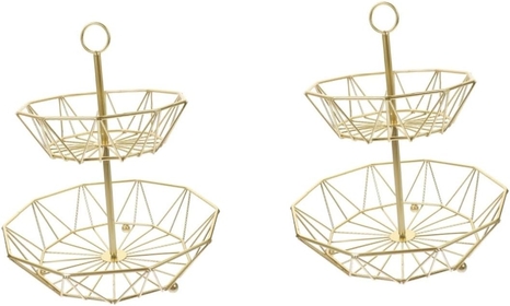 2pcs Storage Basket Fruit Holder Countertop Fruit Basket Metal Fruit Bowl Vegetable Organizer Fruits Banana Basket Bread Basket Fruit Stand Wire Fruit Basket Iron Egg Basket Round