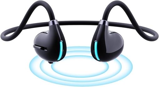 Open Ear Earbuds Air Conduction Headset Wireless Bluetooth Sport Headphones with Mic Earphone Lightweight Painless Wearing Sweatproof Earpiece Stereo Earphone for Running Hiking Bicycling-Black