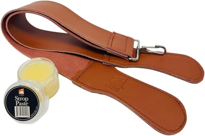 Leather Razor Strop Handmade Grain Leather, Dual Swivel Clip and Handle And Strop Paste 2n1