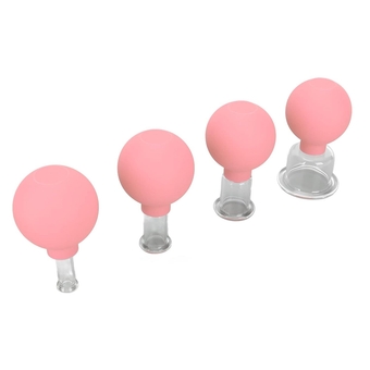Silicone Vacuum Suction, Glass Cupping Tool Promote Reduce Cellulite Portable Lymphatic Drainage for Back (Pink)