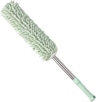 Feather Duster, Extendable Duster, Dusters for Cleaning, Hand Duster Detachable Washable Chenille Stainless Steel Extendable Cleaning Hand Duster for Home Bed Desktop (Light Green)