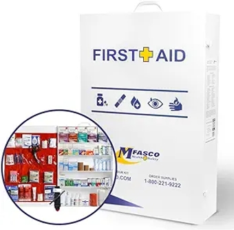 5-Shelf First Aid Kit - Large, Comprehensive Wall Mount First Aid Cabinet for Businesses, 2021 OSHA Compliant, Ideal for Office Use - Deluxe Metal First Aid Box, Commercial First Aid Kit Refill