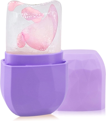Ice Roller for Face and Eye, Gua Sha Face Massage, Facial Beauty Ice Roller, Silicone Ice Mold for Face Beauty (Purple)