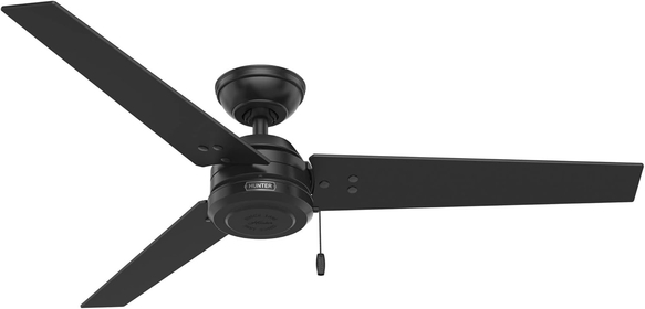 Hunter Cassius Indoor / Outdoor Ceiling Fan with Pull Chain Control, 52", Matte Black