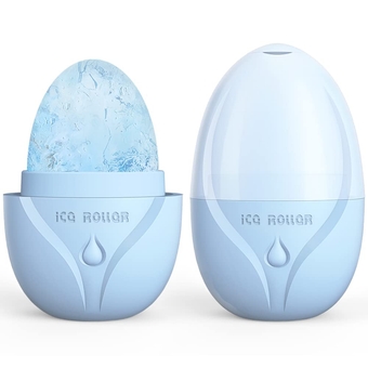 Ice Roller for Face Eyes and Neck, Ice Face Roller, Reusable Silicone Ice Mold, Brighten Skin, Shrink Pores, Skin Roller, Ice Globes, Face Roller Skin Care, Gua Sha&Face Massager (Blue)