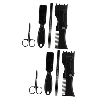 8 Pcs Mustache Pen Set Shave Kits for Men Beard Groom Brush Beard Styling Comb Beard Shaving Guide Beard Cutting Scissors Beard Shaping Template Plastic Man Modeling Hair Comb