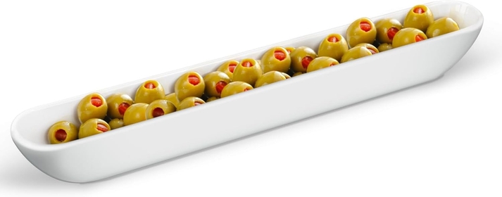 Olive Boat Tray, 13'' White Olive Plate Long Narrow Serving Dish, Narrow Canoe for Charcuterie Board, Cheeses and Appetizers
