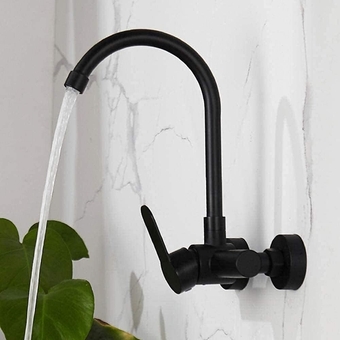 Touch On Faucets, Faucets,304 Stainless Steel Kitchen Faucet, Black, Kitchen Wall Tap, Single Lever, Kitchen Wall Tap, Sink Tap-Black,Black a (Color : Black B)