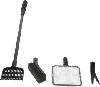 1 Set Fish Tank Cleaning Brush Aquarium Fish Net Glass Aquarium Fish Tank Scooping Tools Aquarium Cleaning Tools 4 in 1 Tool Gravel Rake Plastic Equipment Household