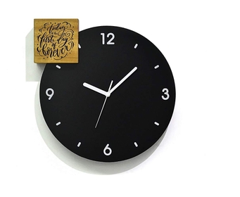 Modern Black Aluminum Wall Clock - Custom Fiber Laser Engraving - Engagement - Bridal shower Gift - Personalized Couple Gift - First Date