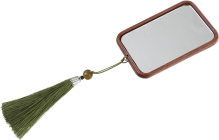 Wooden Vanity Mirror Wooden Makeup Mirror Small Cosmetic Mirrors Makeup Tool Girls Makeup Mirror Lady Mirror Hand Held Mirrors Makeup Tassel Mirror Portable Travel Handbag