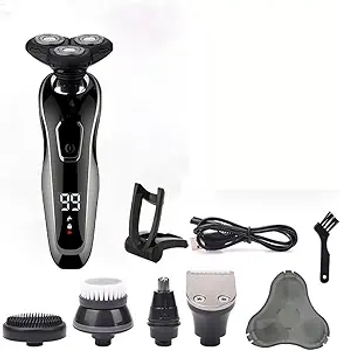 Electric Razor for Men, 5 in 1 Electric Razor Electric Shaver Hair Cutting Shaving Machine for Men Clipper Beard Trimmer Rotary Shaver Fast Charging