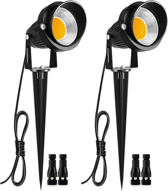 10W Landscape Lights 12V 24V Low Voltage LED Landscape Lighting with Connectors, 1000LM Warm White Light IP66 Waterproof Landscaping Spotlights Yard Lawn Garden Outdoor Lights (2Pack)