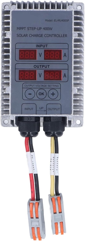 Solar Charge Controller, Boost MPPT 24‑85V Voltage LED Display Adjustable Waterproof Solar Panel Regulator, Multiple Protections Solar Controller for Lithium, Acid, Sealed, Gel, Flooded(400W)