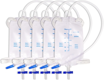 Urinary Leg Bag, Extra Large Tube, Urinary Drainage Bag, Unisex Emergency Medical Drainage Bag, Free Cut Length, 5-Pack