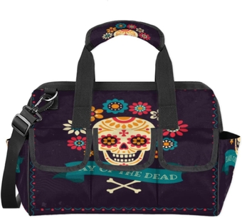 Day Dead Tool Bag 14.8-Inch Multi-Pockets Wide Mouth Tool Pouch For Men Women Waterproof Soft Bottom Tool Tote Removable and Adjustable Garden Tool Backpack