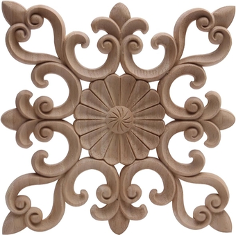 Wooden Cabinet Home Antique Retro Carved Wood Applique Wood Mouldings Decal Onlay Long Oval Rose Wooden Cabinet Furniture Corner 12 * 12Cm