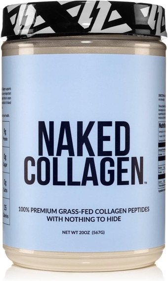 nutrition Naked Collagen - Collagen Peptides Protein Powder, 60 Servings Pasture-Raised, Grass-Fed Hydrolyzed Collagen Supplement | Paleo Friendly, Non-GMO, Keto, Gluten Free | Unflavored 20Oz