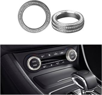 1797 Compatible AC Knobs Caps for Mercedes Benz Accessories Parts Bling Air Conditioner W204 W246 C117 X156 C W166 CLA GLA Covers Decal Sticker Interior Decorations AMG Women Men Crystal Silver 2 Pack