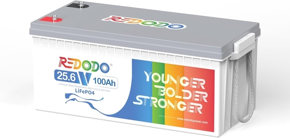 LiFePO4 Battery 24V 100Ah, Max. 2560W Power Output, Built in 100A BMS, 4000-15000 Deep Cycles & 10-Year Lifetime, Perfect for RV, Marine, Trolling Motor, Solar Off-Grid System