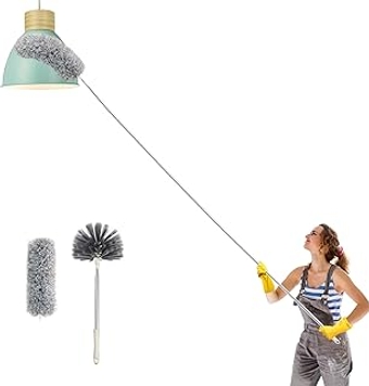 Telescoping Microfiber Duster Extendable Cobweb Duster, High Ceiling Stainless Steel Long Dusters，Scratch-Resistant...