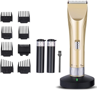 Professional Hair Clippers for Men Babies Cordless Rechargeable Mens Beard Trimmer Quiet Hair Cutting Kit with 8 Hair Trimmer Combs & Charging Dock for Adults Kids Grooming (Gold)