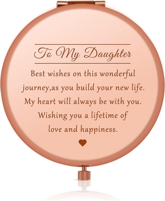 Daughter Inspirational Gifts Daughter Graduation Gifts Engraved Pocket Makeup Mirror Daughter Gifts from Mom Dad Encouragement Gifts Birthday for Daughter Compact Pocket Makeup Mirror