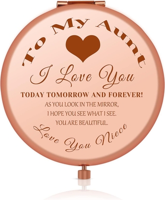Aunt Gift for Mothers Day Aunt Birthday Gift Aunty Gift from Niece, Pocket Compact Makeup Mirror for Aunt, Auntie Wedding Gift, Best Aunt Gift, Thanksgiving Day for Aunt Auntie
