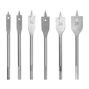 6PCS Spade Drill Bit Set in SAE High Carbon Spade Wood Drill Bit Flat Drill Bits Set for Woodworking, Silver or Gold(Silver), Woodworking Drill Bit