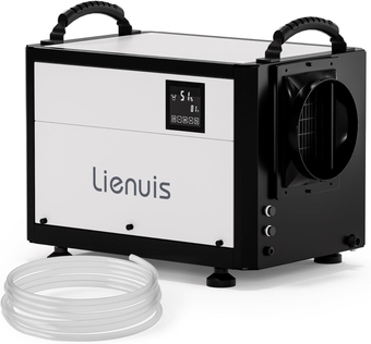 110 Pint Basement Crawl Space Dehumidifier, Commercial Industrial Dehumidifier with Drain Hose, Whole Home, Intelligent Humidity Control, Auto Defrost, Memory Starting