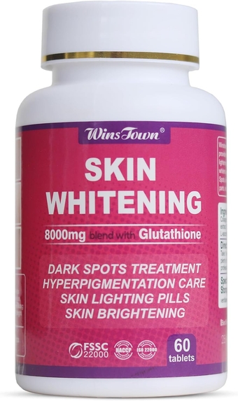 Skin Whitening Tablet, 8000mg Glutathione, Skin Lightening Supplement, Dark Spots, Melasma and Acne Scar Remover, 60 Tablets